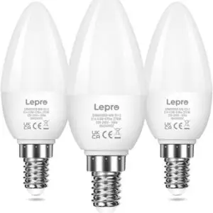 Candle-Shaped LED Bulbs [3 Pieces] 7W, Warm White Light 3000K, Yellow Chandelier Lighting, Non-Dimmable E14 220V