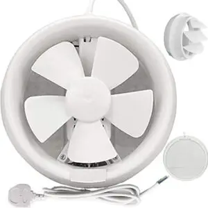 8-inch Vent Exhaust Fan, Noise-Free Cooler, Round Glass Window for Kitchen/Bathroom, 220V